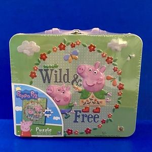 PEPPA PIG JUGSAW PUZZLE in Tin Lunchbox WILD & FREE 48 Pieces BNIB
